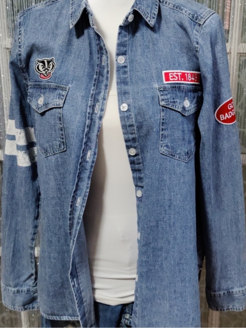 Denim Wisconsin Badger Button-up